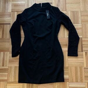 Lulu's “Lace up your sleeve” Black Long Sleeve Dress - Size M